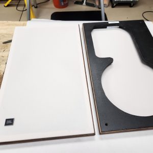 JBL L100 Walnut Frames, Fabric Inserts, JBL Metal Badges