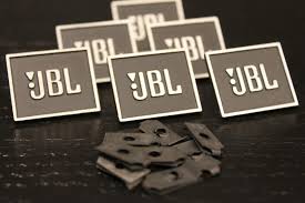JBL metal badges (qty 1) with double sided tape and spring washers