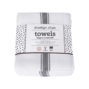 Danica Brooklyn Stripe Black Dishtowels: Set of 4