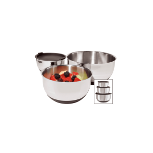 OGGI Set of 3 Stainless Steel Mixing Bowls w/ Non-Slip Silicone Bases