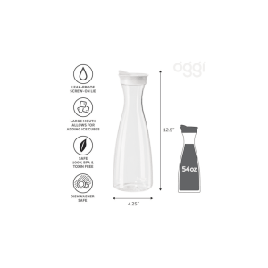 OGGI Clear Carafe w/ Flip Open Lid: 54oz.