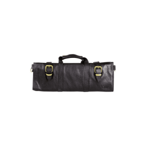 Boldric 17 Pocket Black Leather Knife Bag