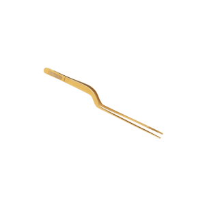JB Prince Gold Offset Fine Tip Tweezer: 7.8-in.