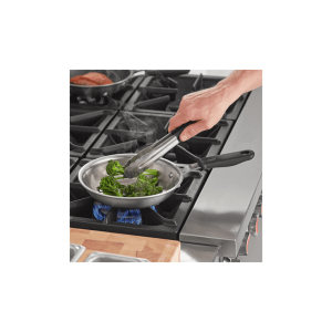 Vollrath Tribute® 3-ply fry pan with natural finish and silicone handle